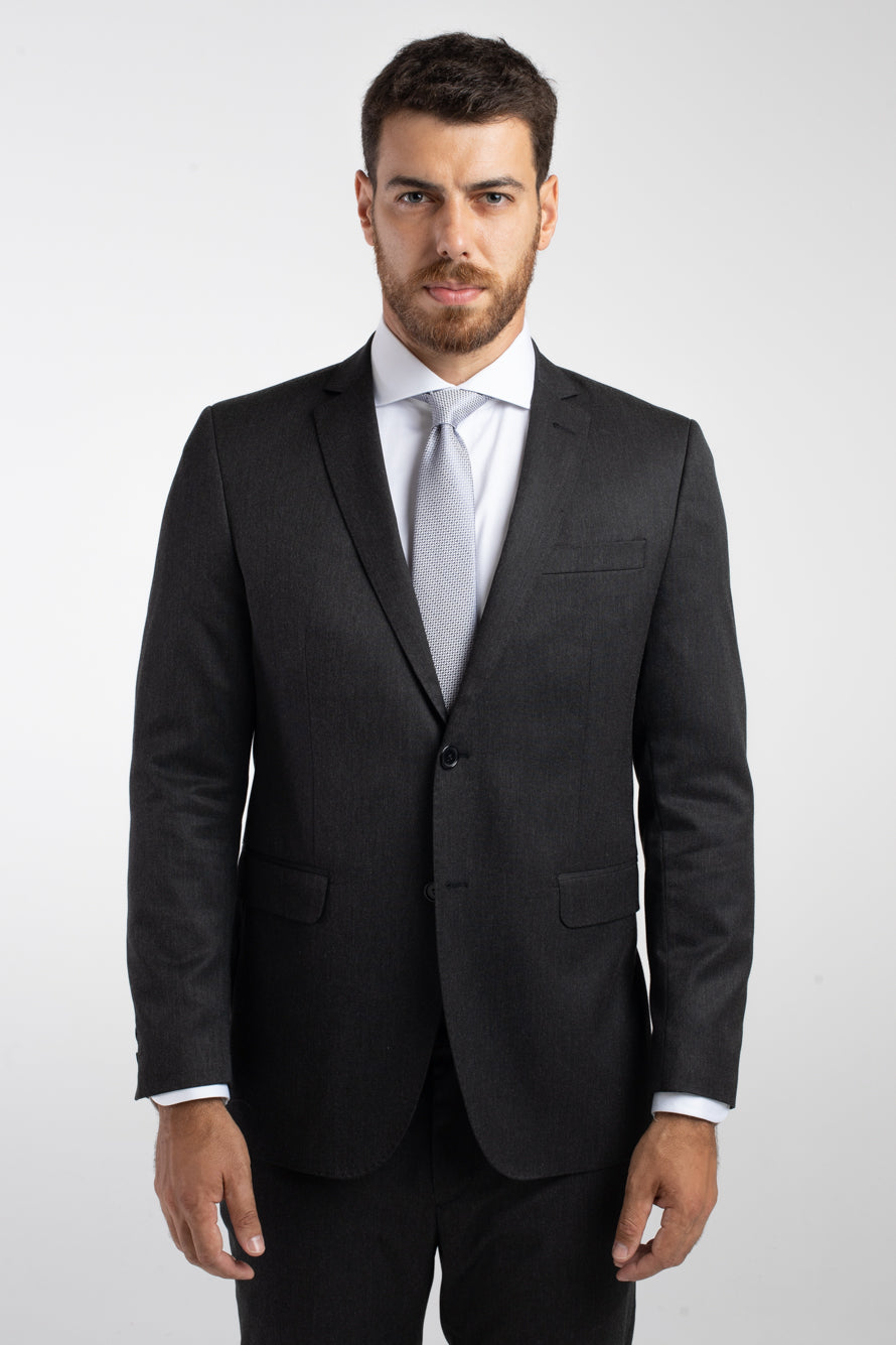 Terno 2 Botões Slim Liso Poliviscose - Grafite