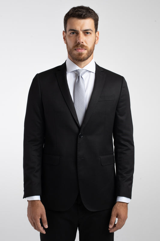 Terno 2 Botões Slim Liso Poliviscose - Preto