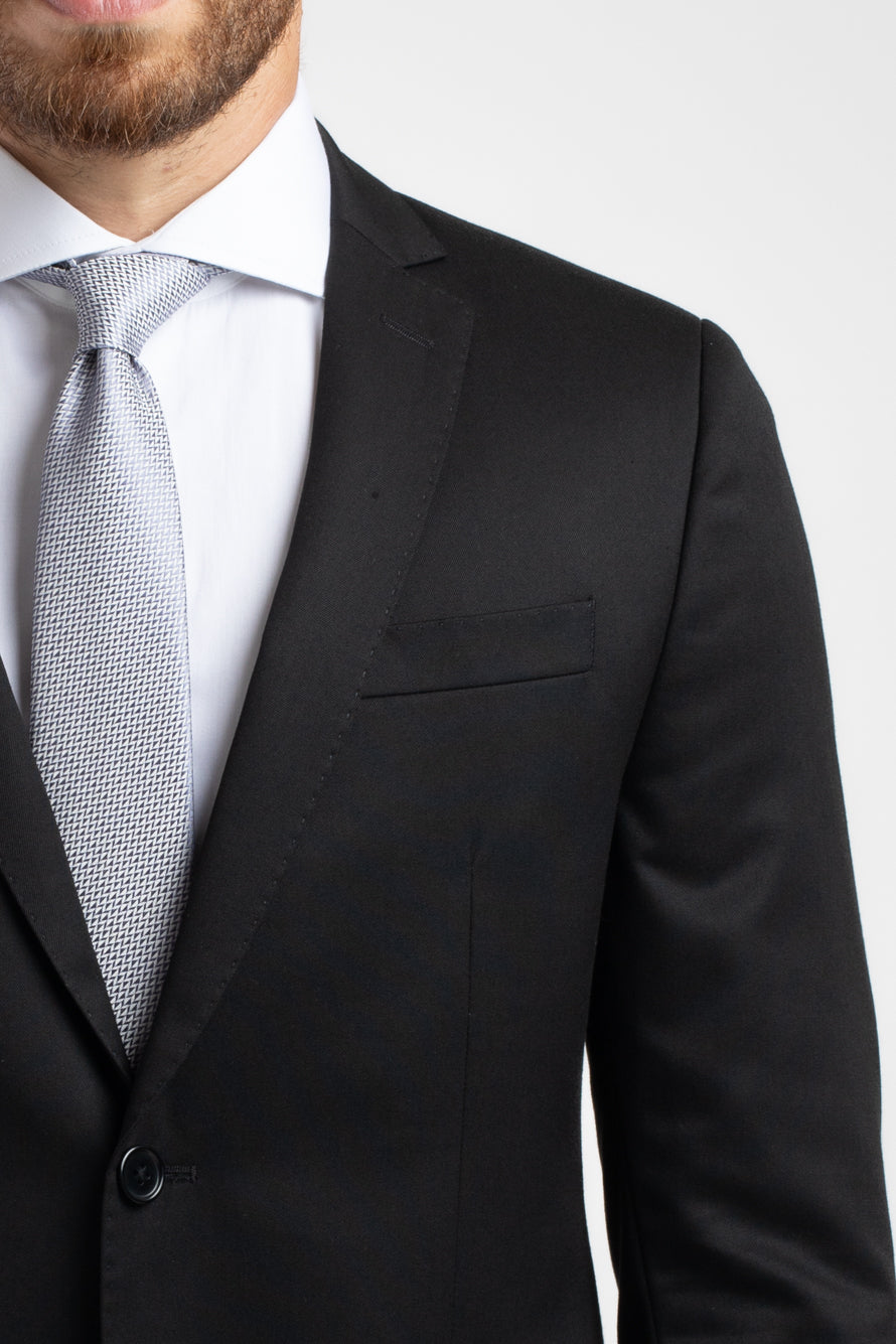 Terno 2 Botões Slim Liso Poliviscose - Preto