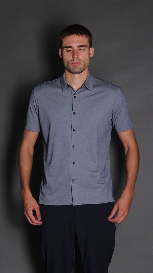 Camisa Manga Curta Malha Gamuza Pima - Azul