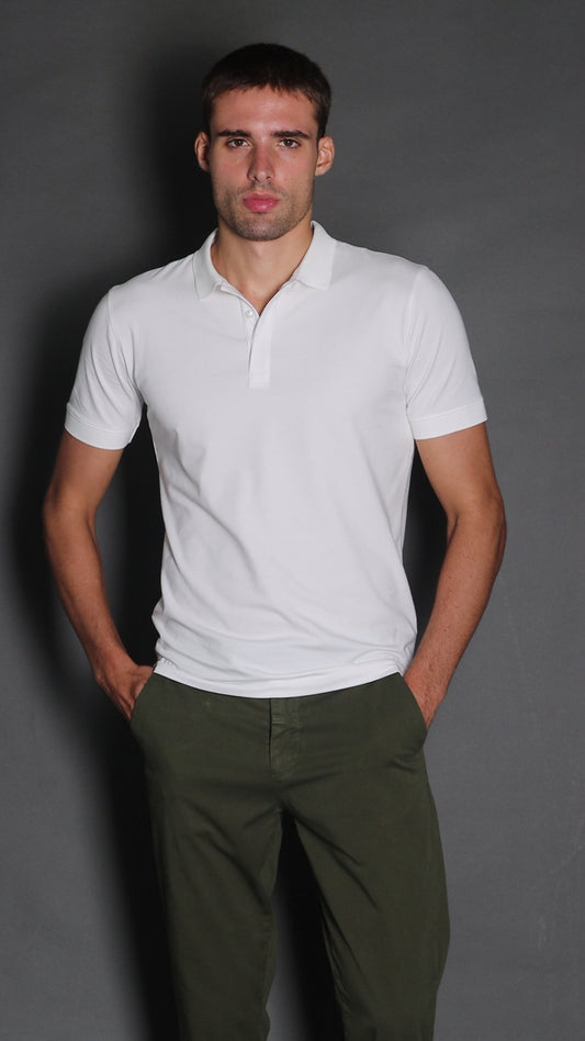 Polo Manga Curta Vista Dupla Jersey Pima - Branco