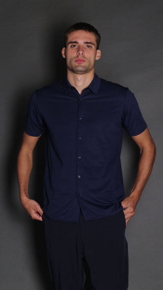 Camisa Manga Curta Malha Jersey Pima - Marinho