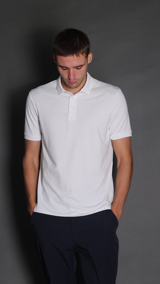 Polo Manga Curta Slim 3 Botões -  Branco