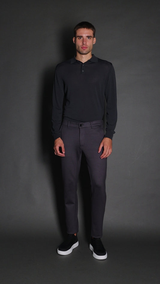 Calça Malha Slim Bolso Faca Pesponto Duplo - Grafite